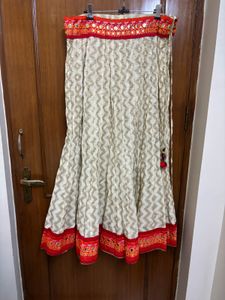 Embroidered Mirror Work Patch Border Ethnic Skirt