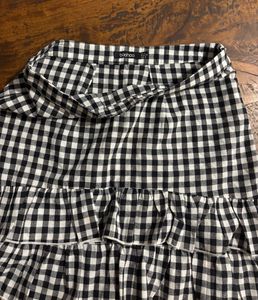 Gingham Ruffle Mini Skirt