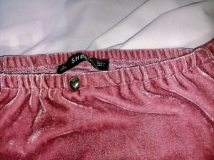 Pink Off The Shoulder Velvet Dress- SHEIN