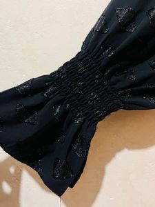 Elegant Black Abaya with Embellished Sleeves