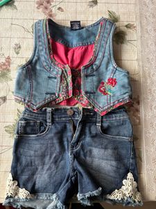 Denim Vest and Short Set Coord