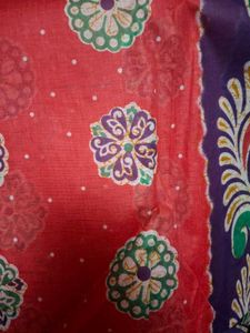 Pink &amp; Purple Cotton Print Saree (New)