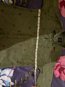 Stylish Olive Green Printed Shirt