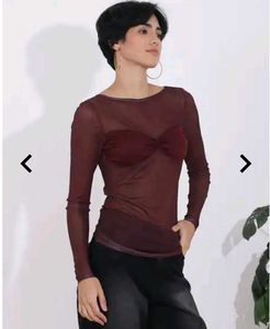 Sheer Burgundy Long Sleeve Top