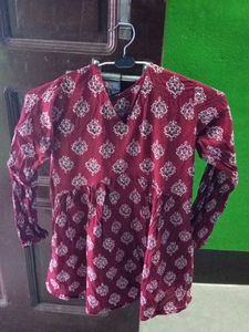 Printed Maroon Top