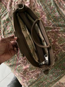 Brown Faux Leather Satchel