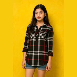 Plaid Flannel Shirt Tunic