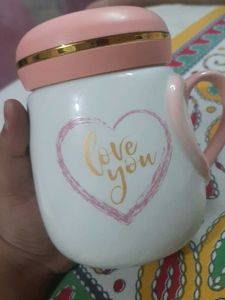 BRAND NEW Pink &#39;Love You&#39; Mug with Lid