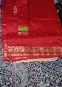 Red Saree With Blouse Peice