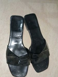 Black Heeled Slide Sandals