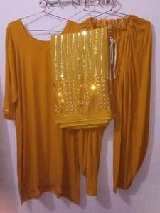 Mustard Yellow Embellish Salwar Kameez Cotton 3xl