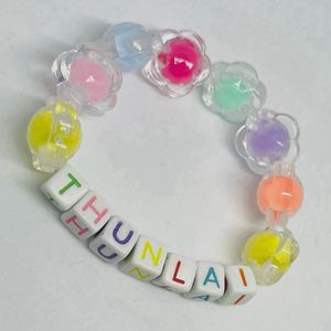 Custom Name Flower Beaded Bracelet