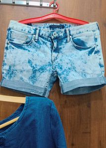 Denim Top With Shorts