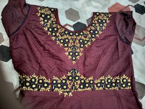 💥💥Embroidery Maroon Anarkali Kurti(XXL)