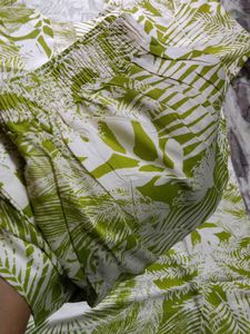 Green Leaf Print Kurta Set