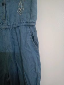 Denim Embroidered Jumpsuit