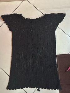 Black Crochet LongTop