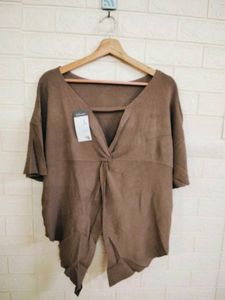 Brown Twist Front Top