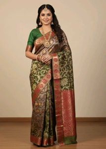 Elegant Two-Tone Sage Green Saree