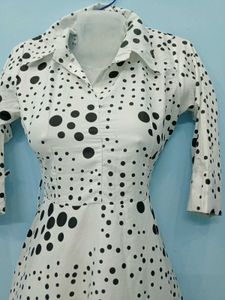 Black Dot Print Dress 34size