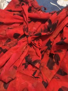 Red Floral Print Top