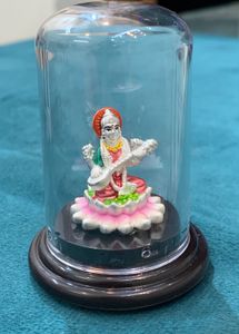 999 pure silver Saraswati Idol in Glass Dome