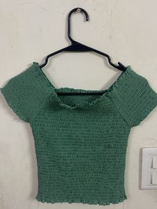Green Smocked Top