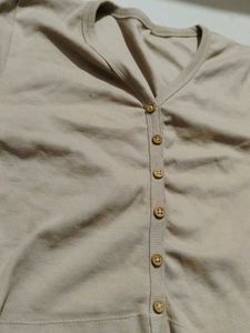Neutral Button-Down Crop Top