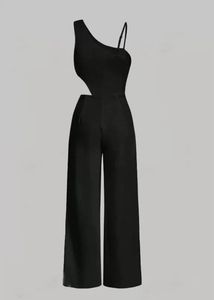 Shoulder Cut Out Waist Jumpsuit