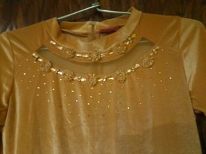 Bedazzled Tan Color Velvet Top