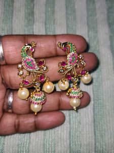 Peacock Pearl Drop Earrings