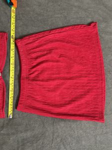 Red 2 Piece Coord Top And Skirt