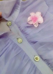 Ruffled Sheer Lavender Blouse