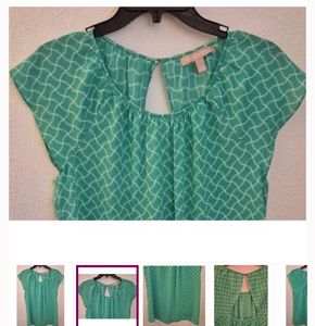 Banana Green Irregular Check Flutter Sleeve Top
