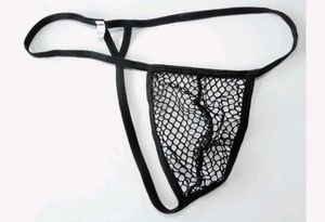 Men&#39;s Black Fishnet Thong