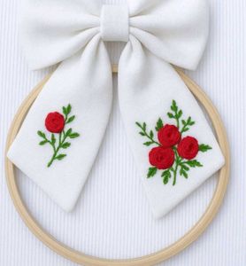 Floral Embroidered Hair Bow