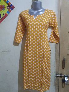 Yellow Colour Printed Kurti