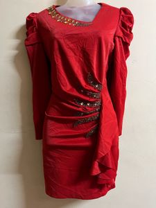 Red Beaded Party Dress