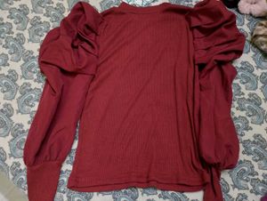 Maroon Puff Sleeve Top