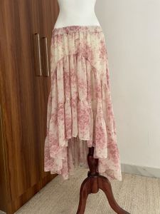 Floral Ruffle Asymmetric Skirt