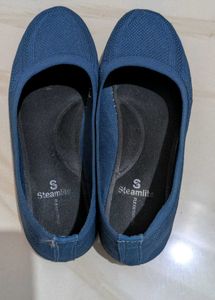Blue Knit Ballet Flats