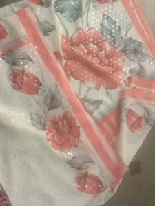 Silk Georgette  White Chamki Saree