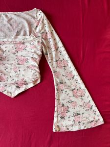 Savana White Floral Mesh Top