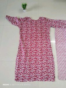 Red Printed Cotton Suit Set