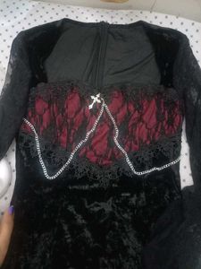savana GOTH Core cross bodycon dress