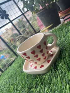 Heart Print Cup &amp; Saucer
