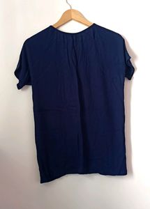 Navy Embroidered Tunic Top