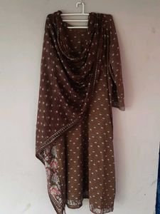 Brown Floral Printed Kurta Set(40-42 Bust)