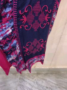 Pink and blue embroidery kurti