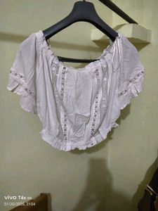 White Lace Trim Off-Shoulder Top